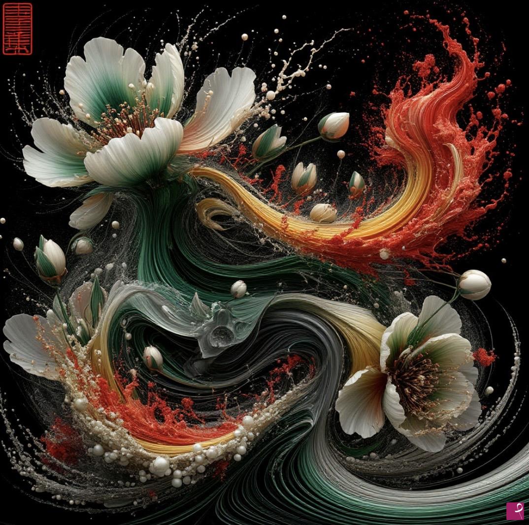 quadri in vendita online - White flying flowers 