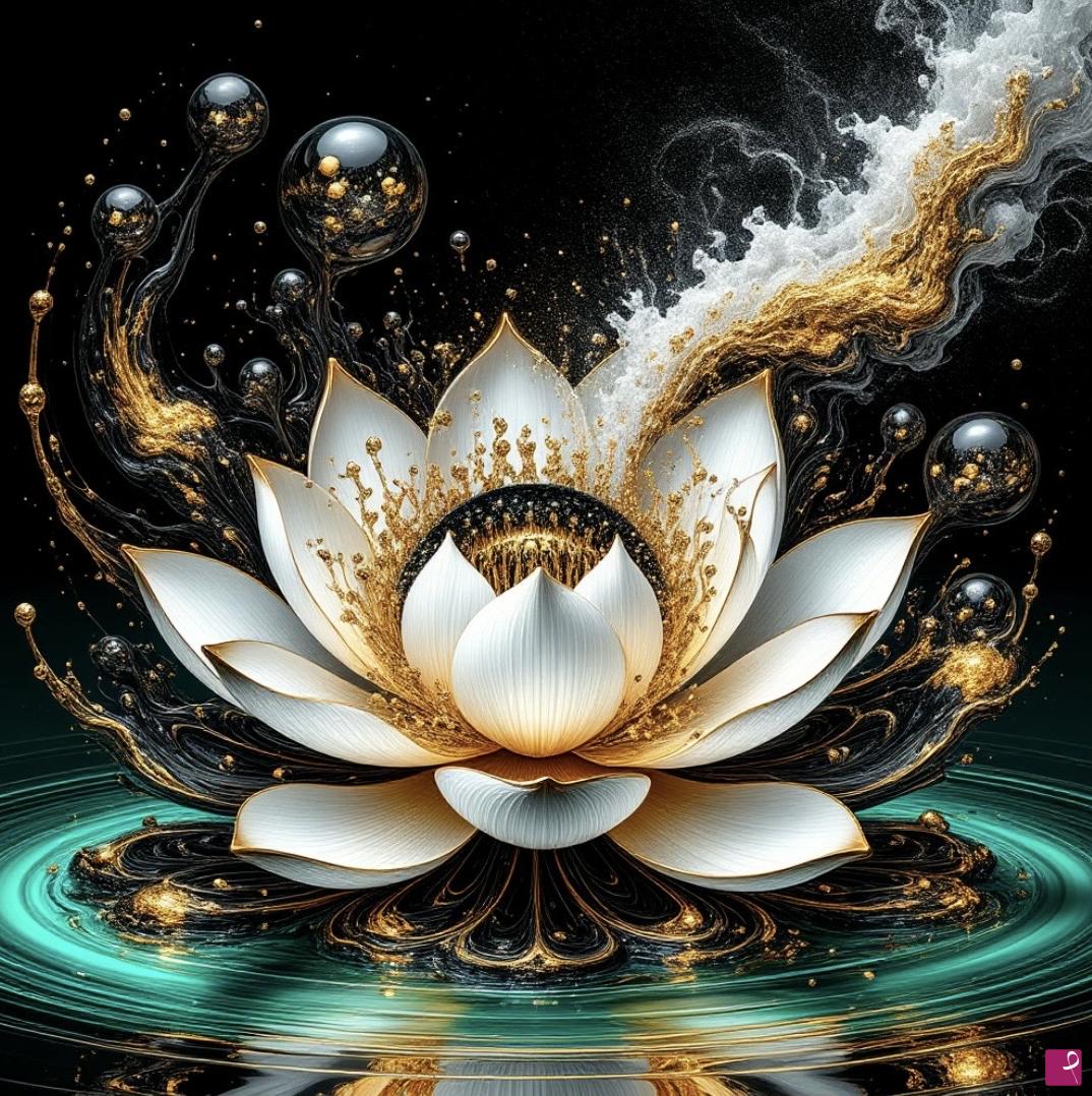 quadri in vendita online - White lily and black pearls