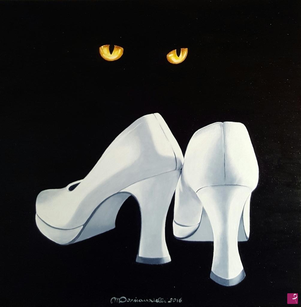 quadri in vendita online - White Shoes and Yellow Cat's Eyes