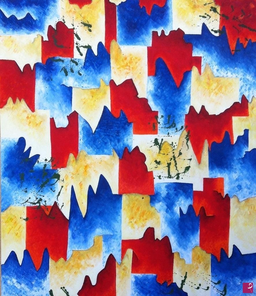 quadri in vendita online - Who is afraid of red, blue and yellow #2 - ... or Village by the sea