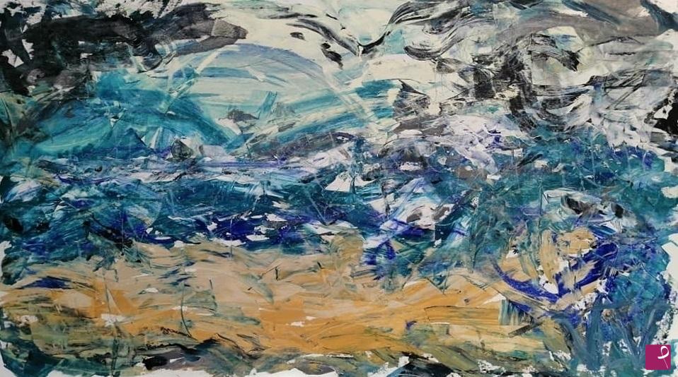 quadri in vendita online - Wild Sea dipinto su tela pezzo unico astratto ispirazione mare selvaggio firmato Lovisi Valter