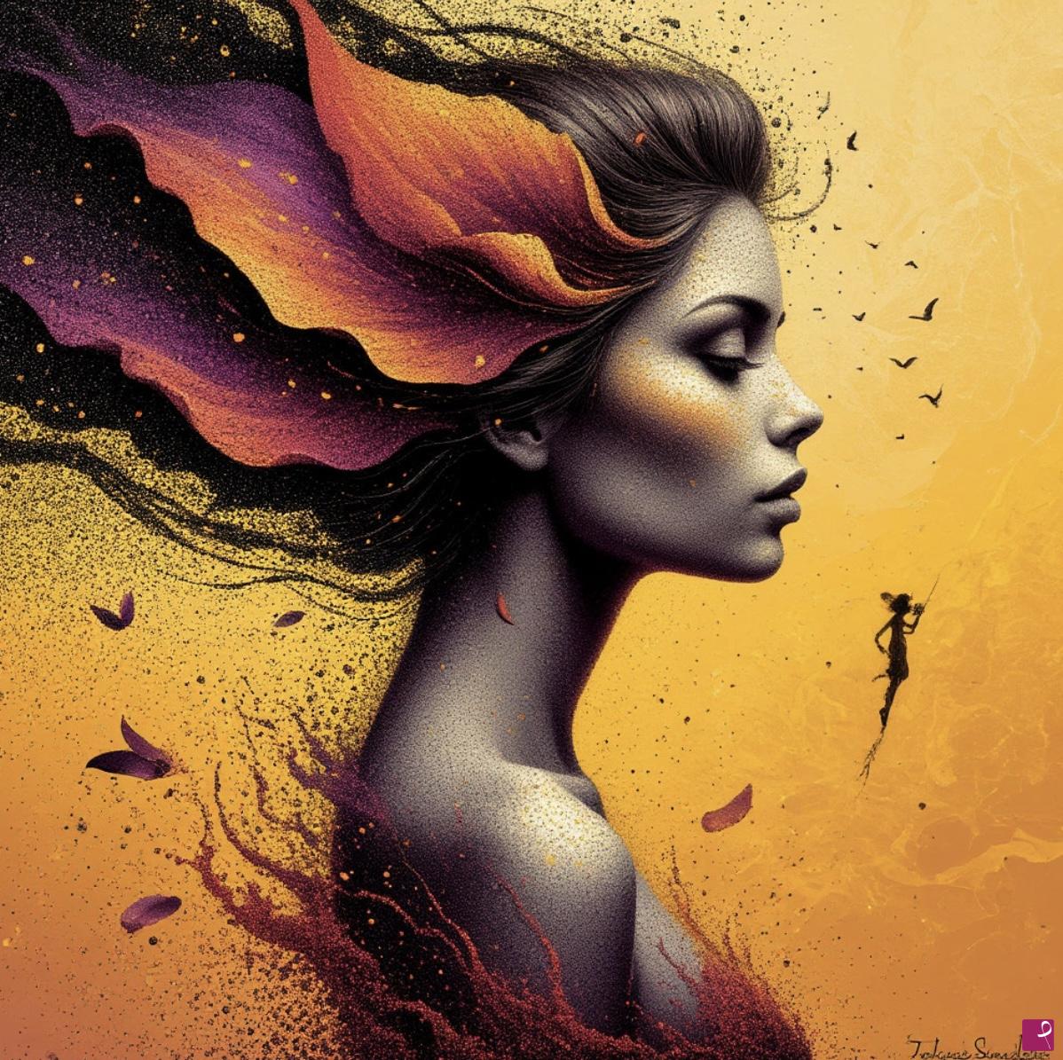 quadri in vendita online - Wind in face girl