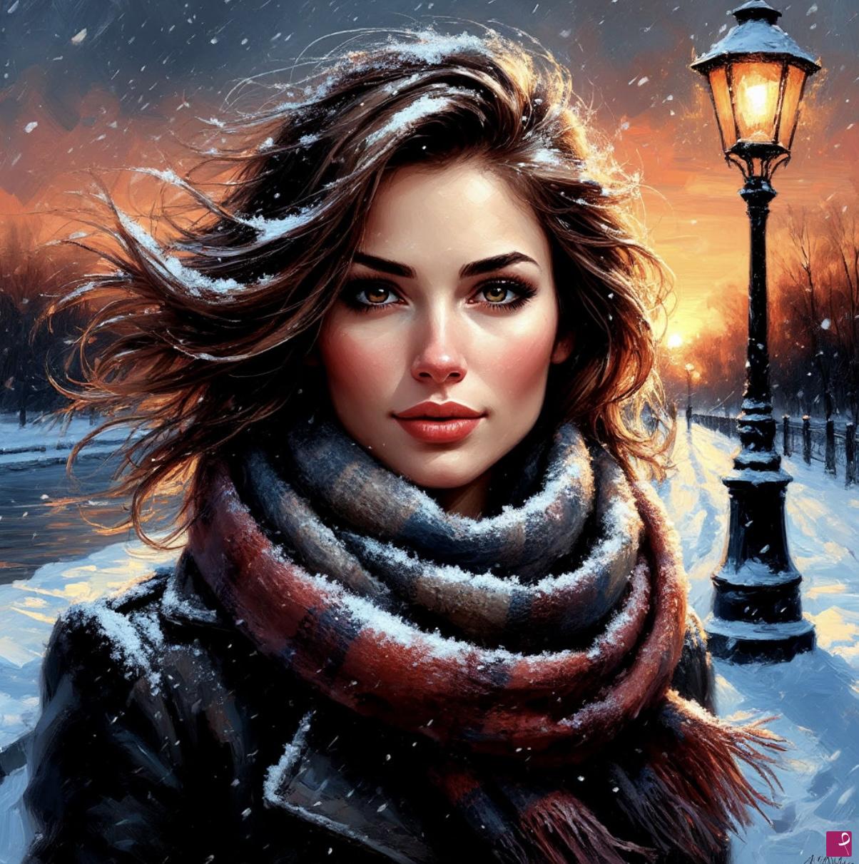 quadri in vendita online - Winter girl 