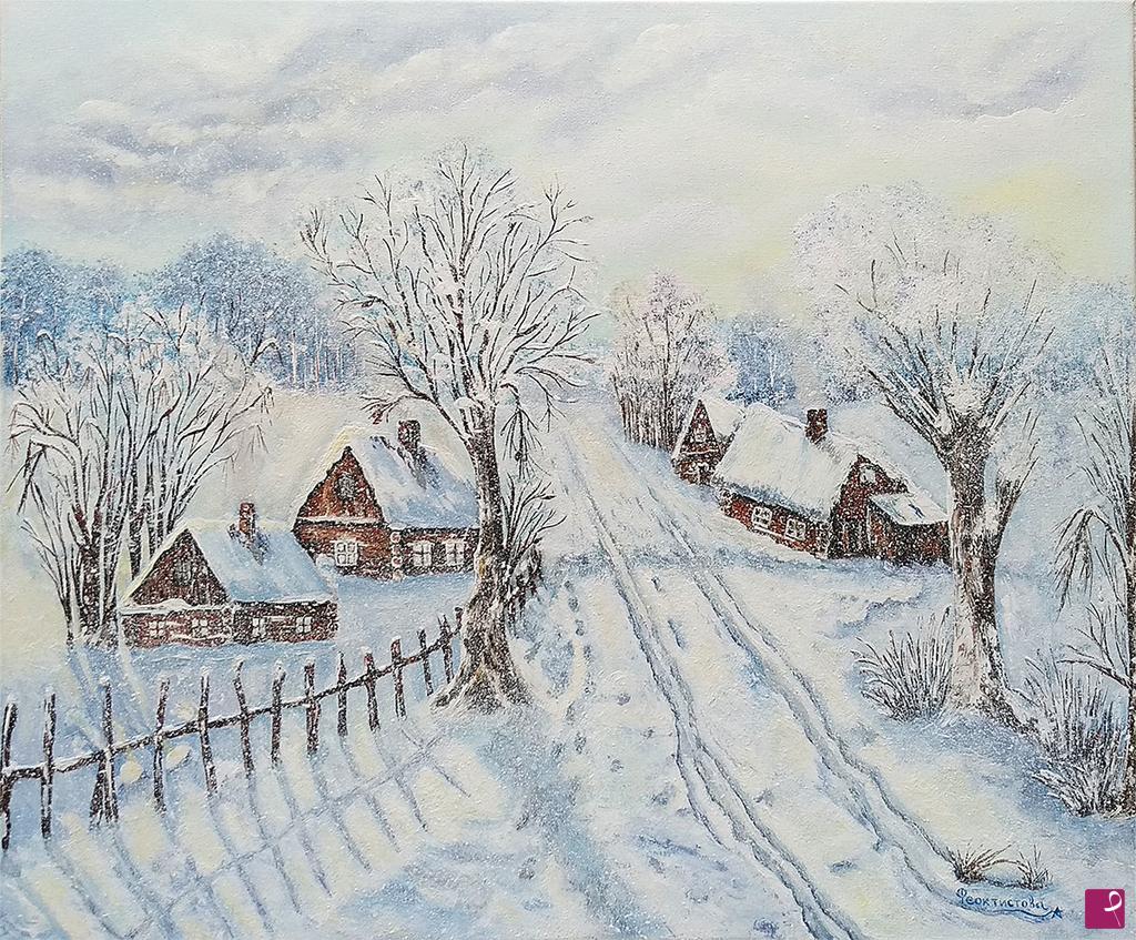 quadri in vendita online - Winter in the village