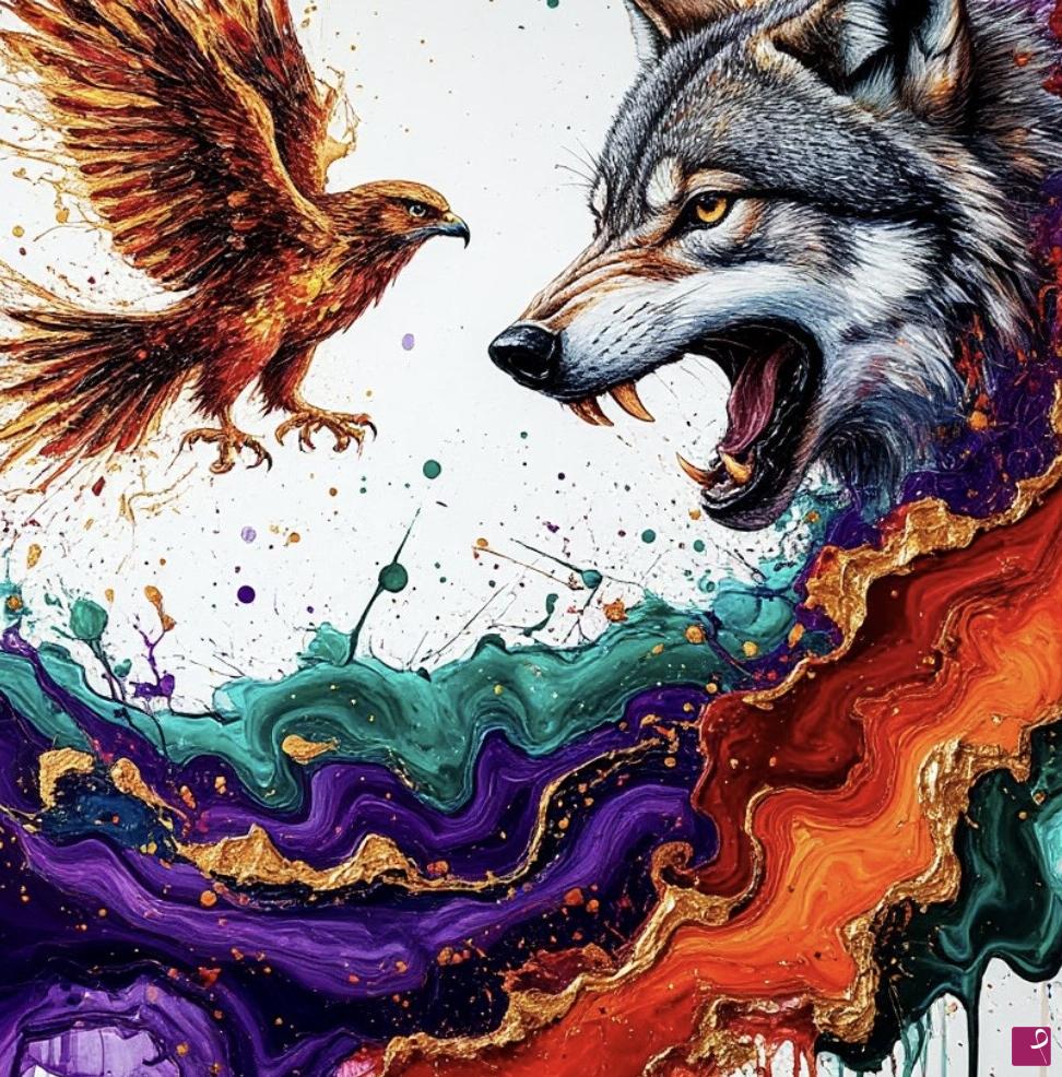 quadri in vendita online - Wolf and eagle