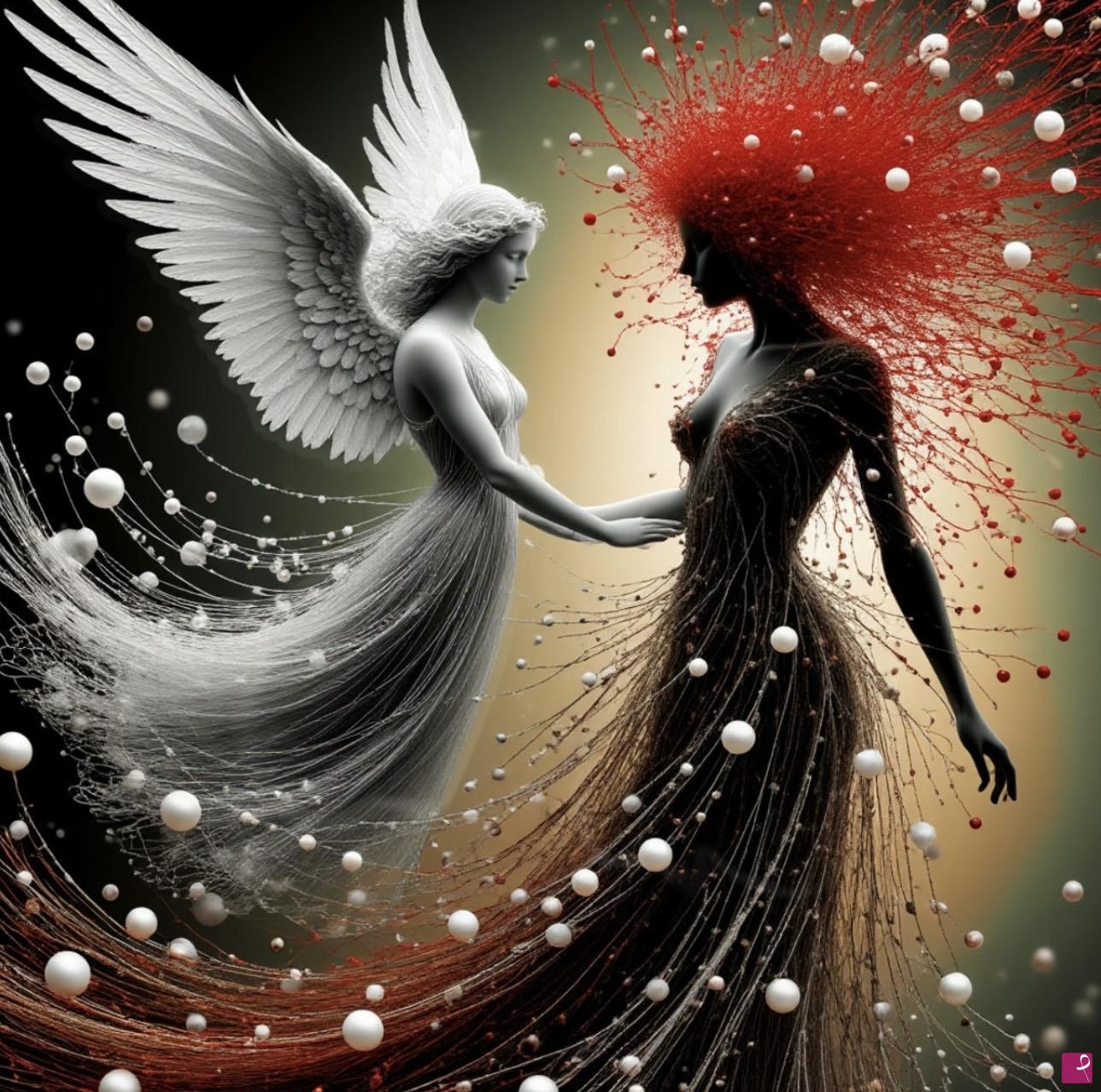 quadri in vendita online - Woman and Angel 