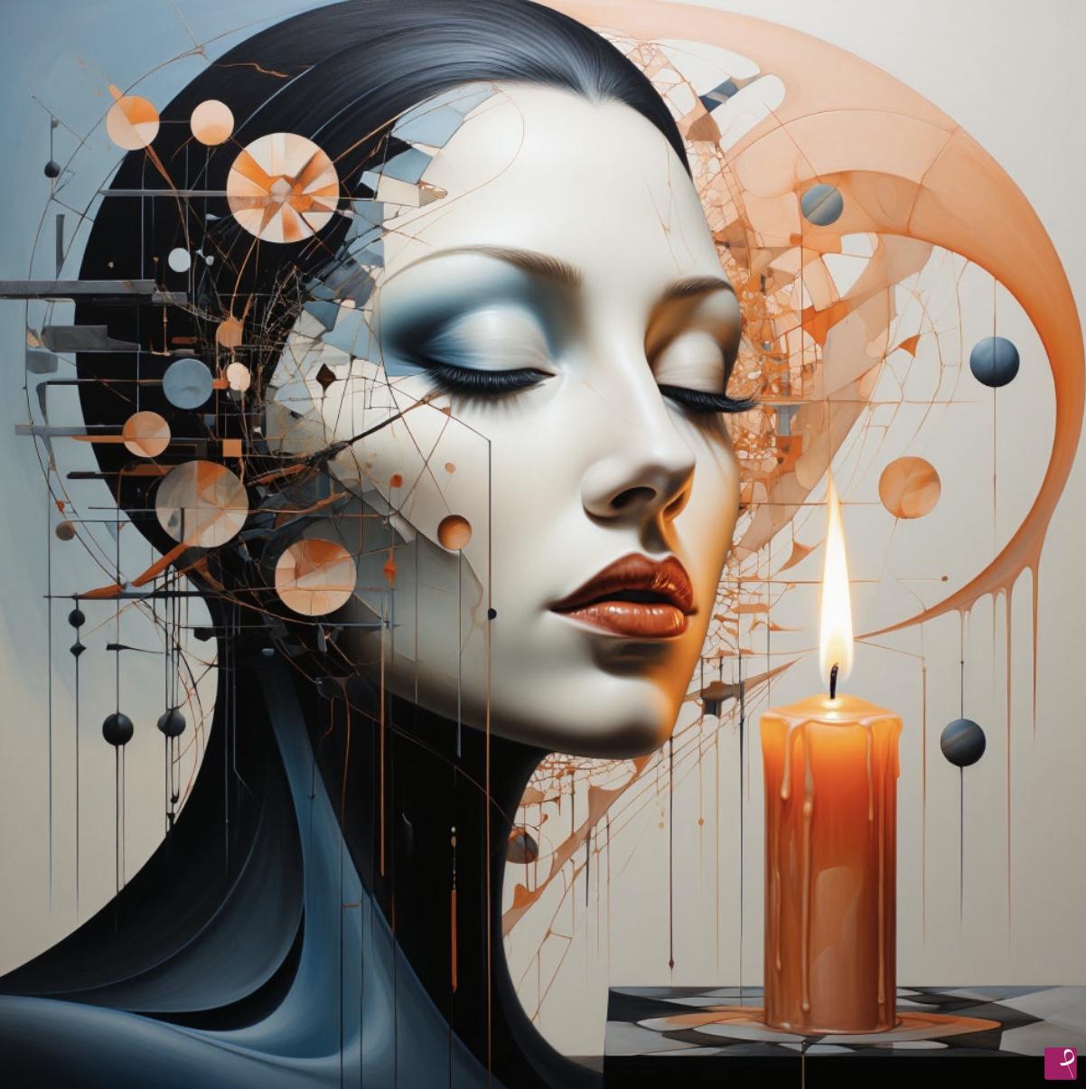 quadri in vendita online - Woman and candle