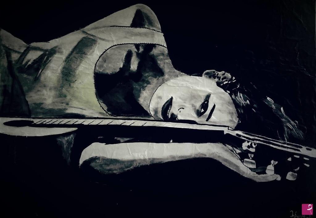 quadri in vendita online - Woman and guitar