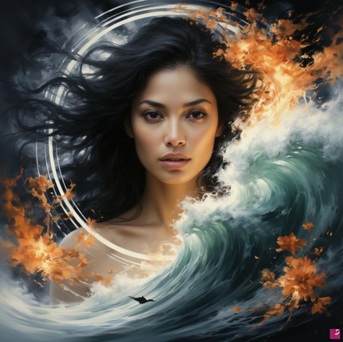 quadri in vendita online - Woman and sea waves 