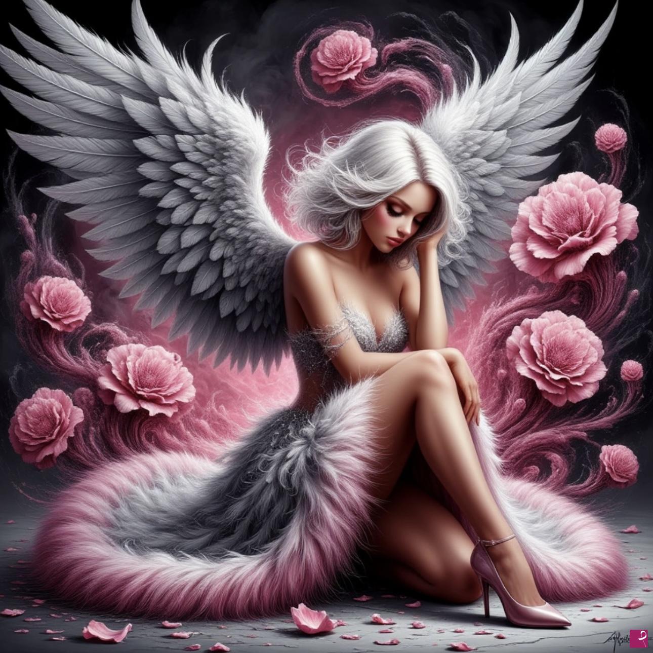 quadri in vendita online - Woman angel in sorrow2