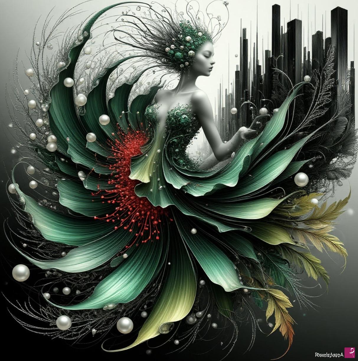 quadri in vendita online - Woman-flower 
