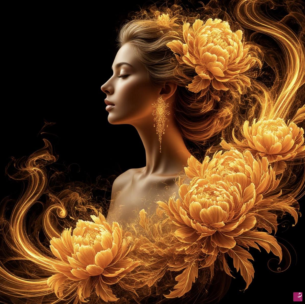 quadri in vendita online - Woman, flowers, neon