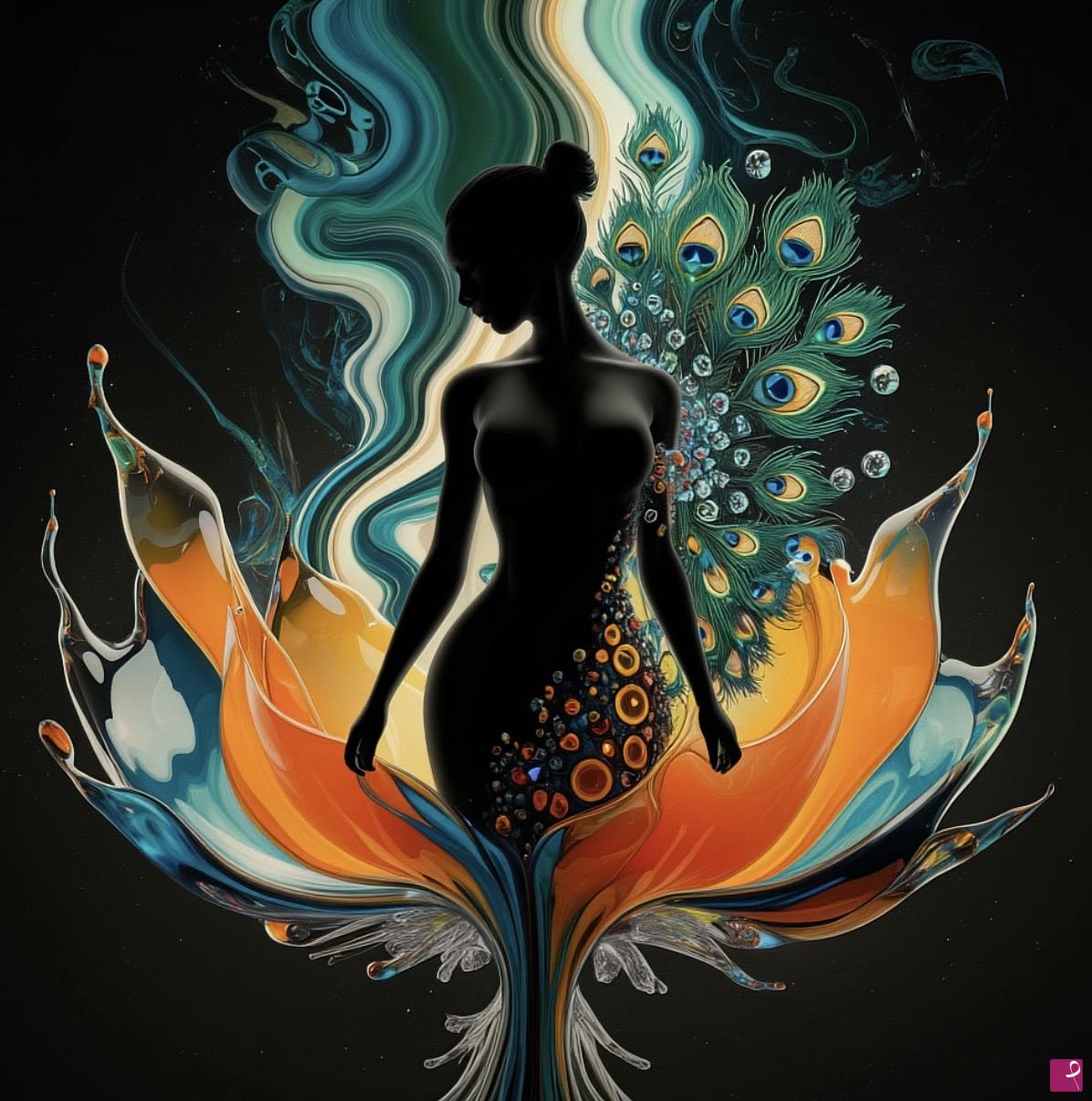 quadri in vendita online - Woman from glass flower 