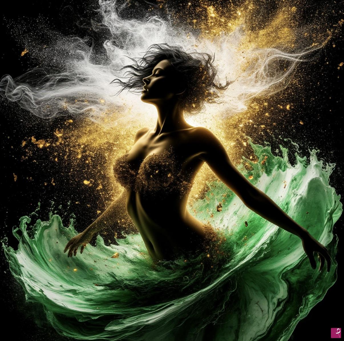 quadri in vendita online - Woman from green flower 