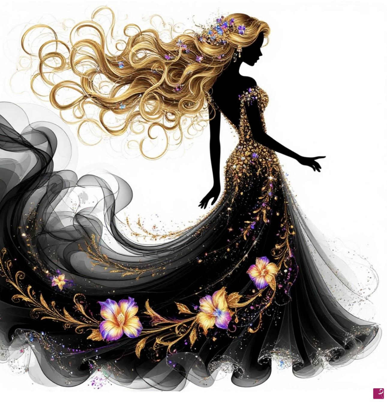quadri in vendita online - Woman, gold ,black colour 2