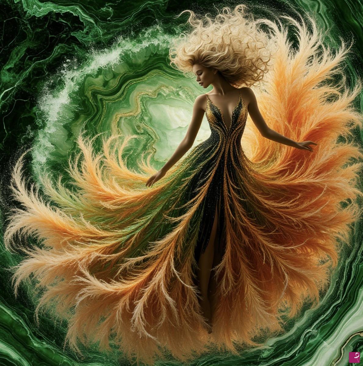 quadri in vendita online - Woman in a feathered dress