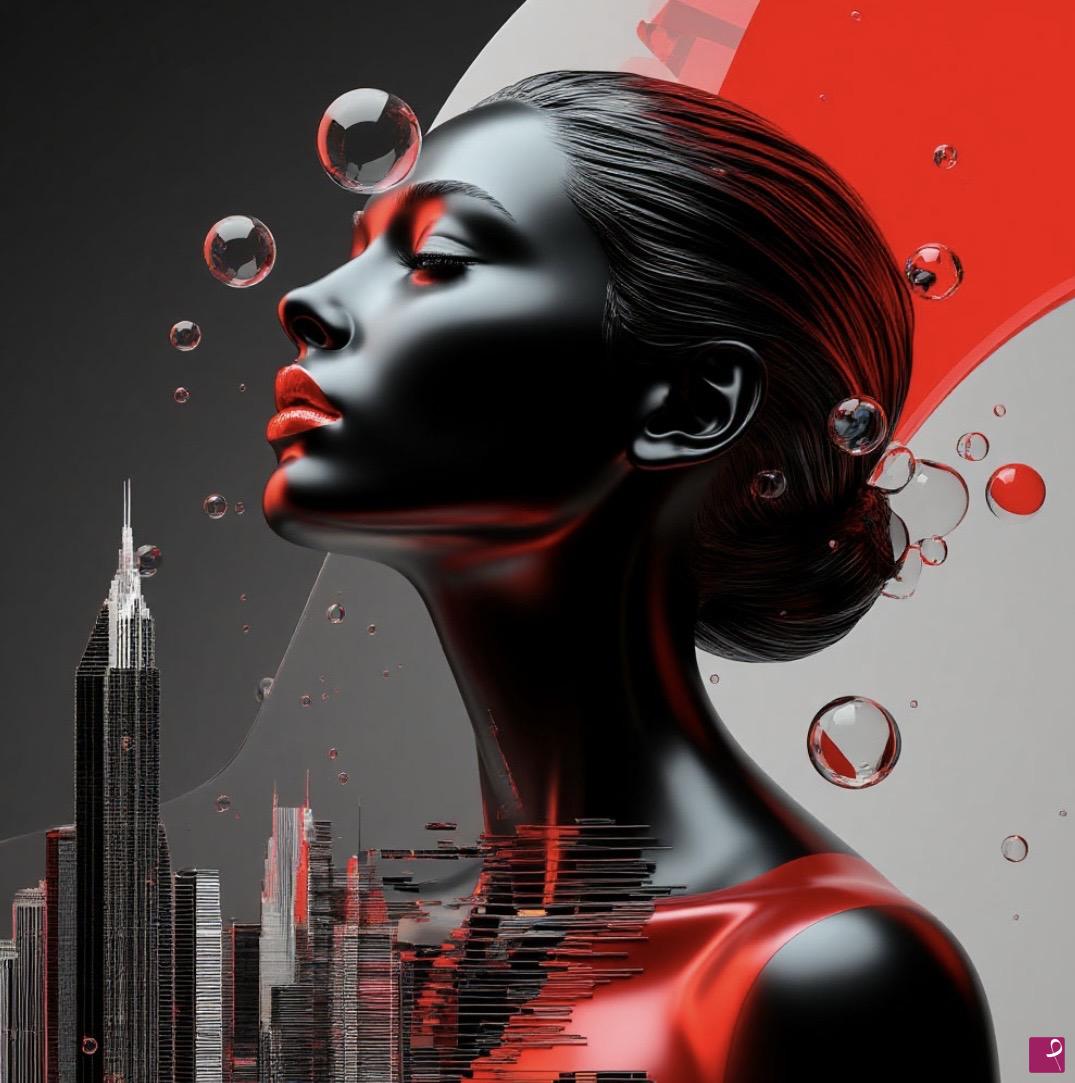 quadri in vendita online - Woman in big city 