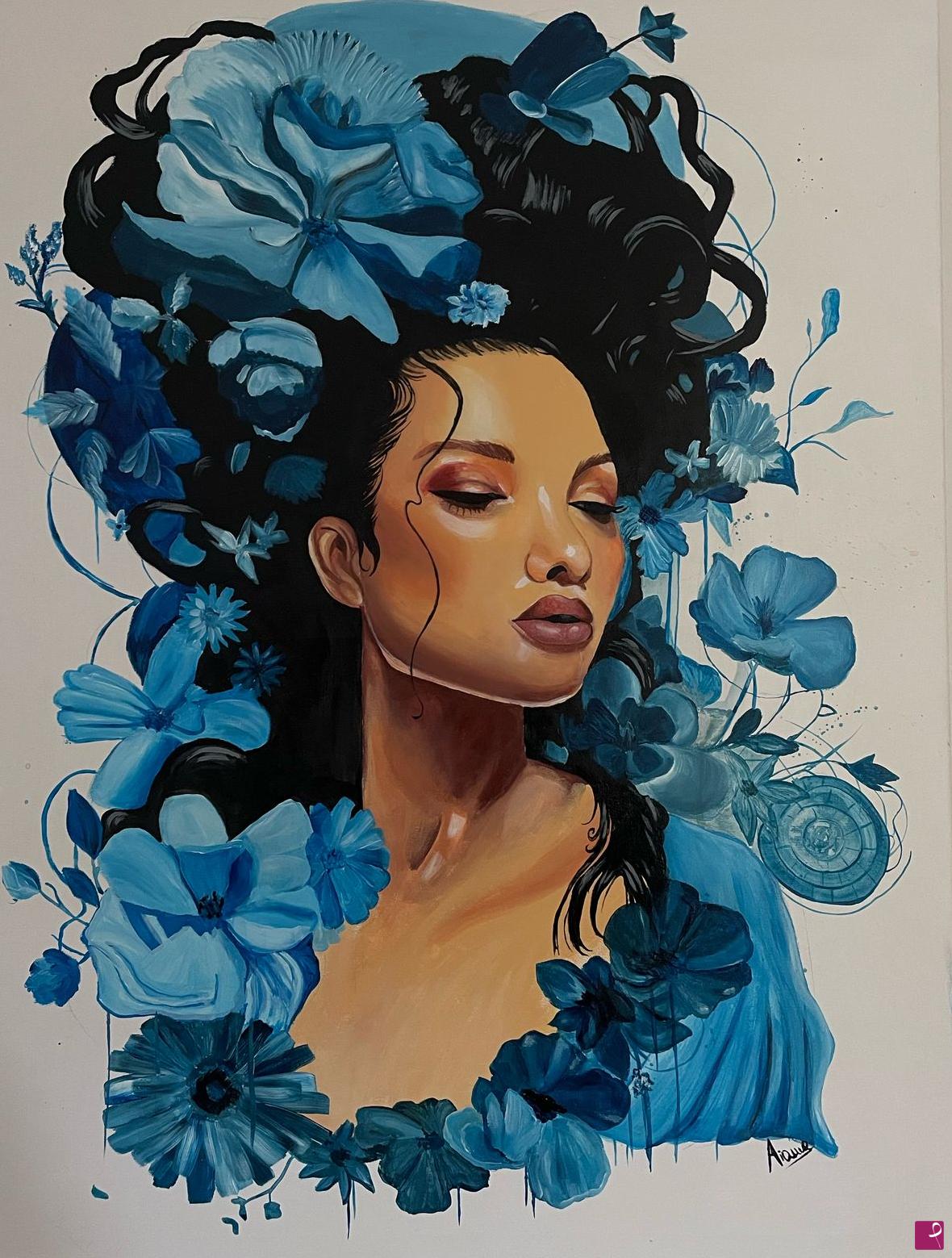 quadri in vendita online - Woman in blue