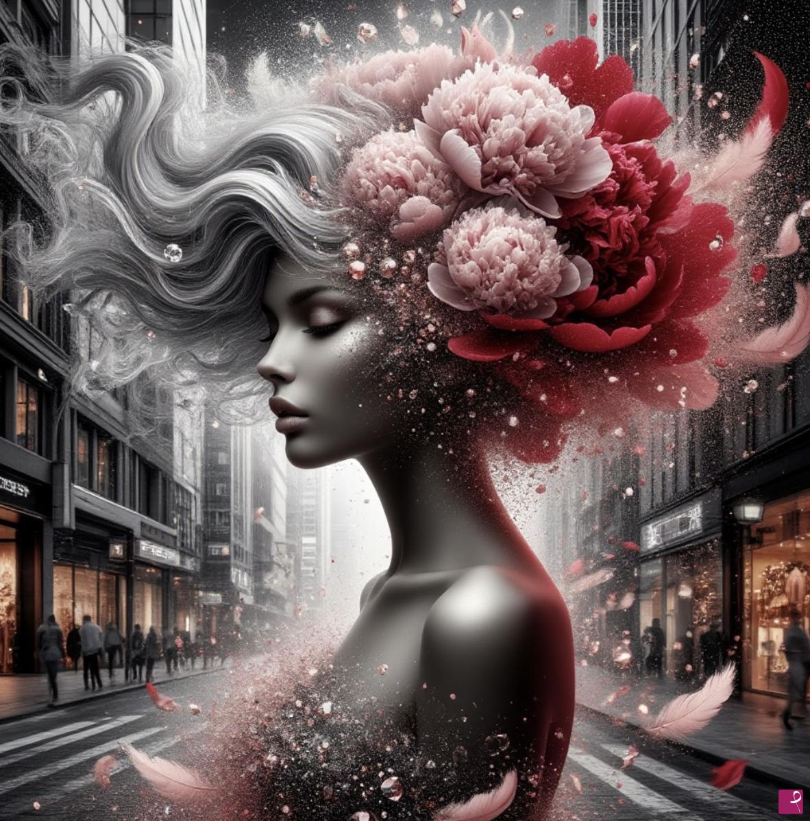 quadri in vendita online - Woman in city