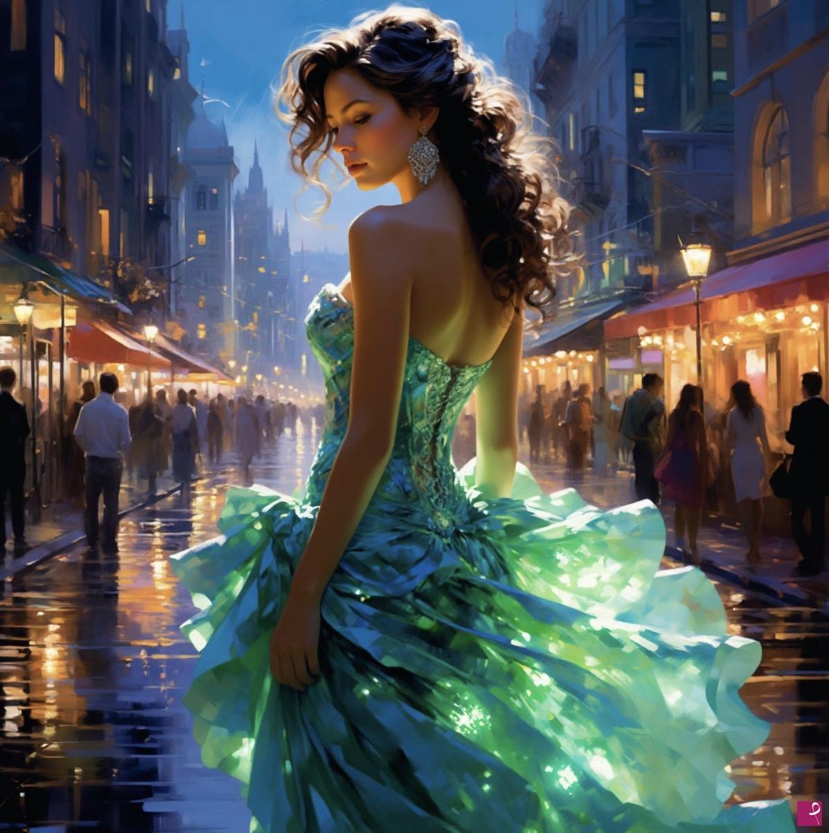 quadri in vendita online - Woman in city 