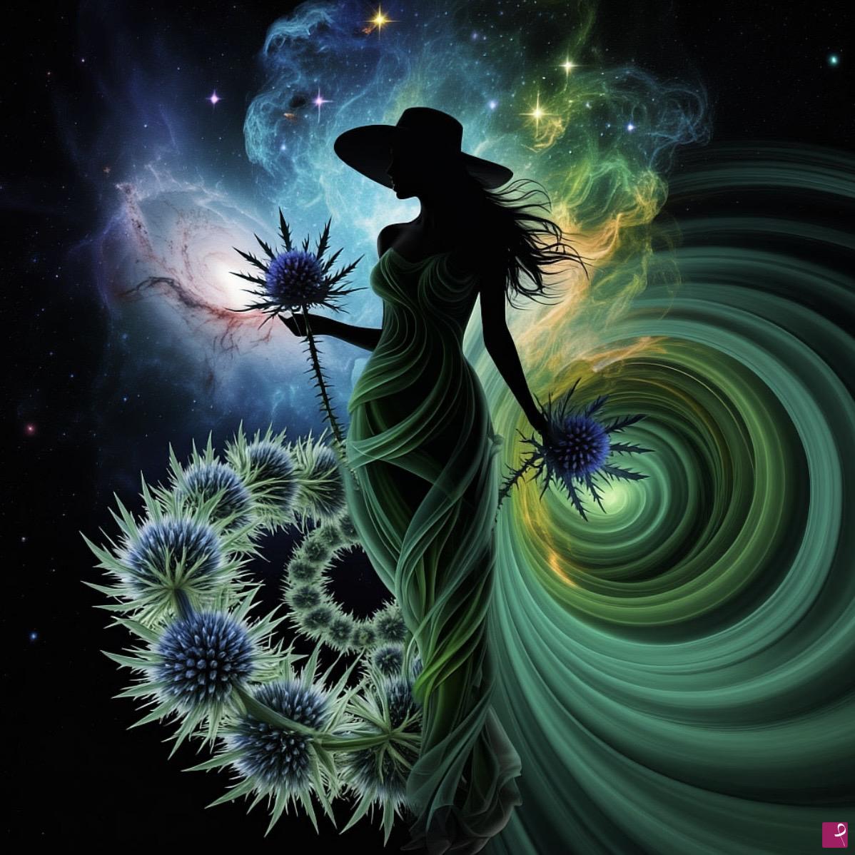quadri in vendita online - Woman in cosmos 