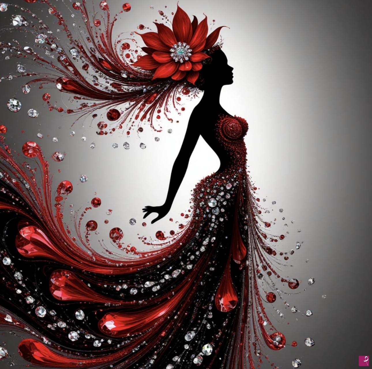 quadri in vendita online - Woman in dress, diamonds