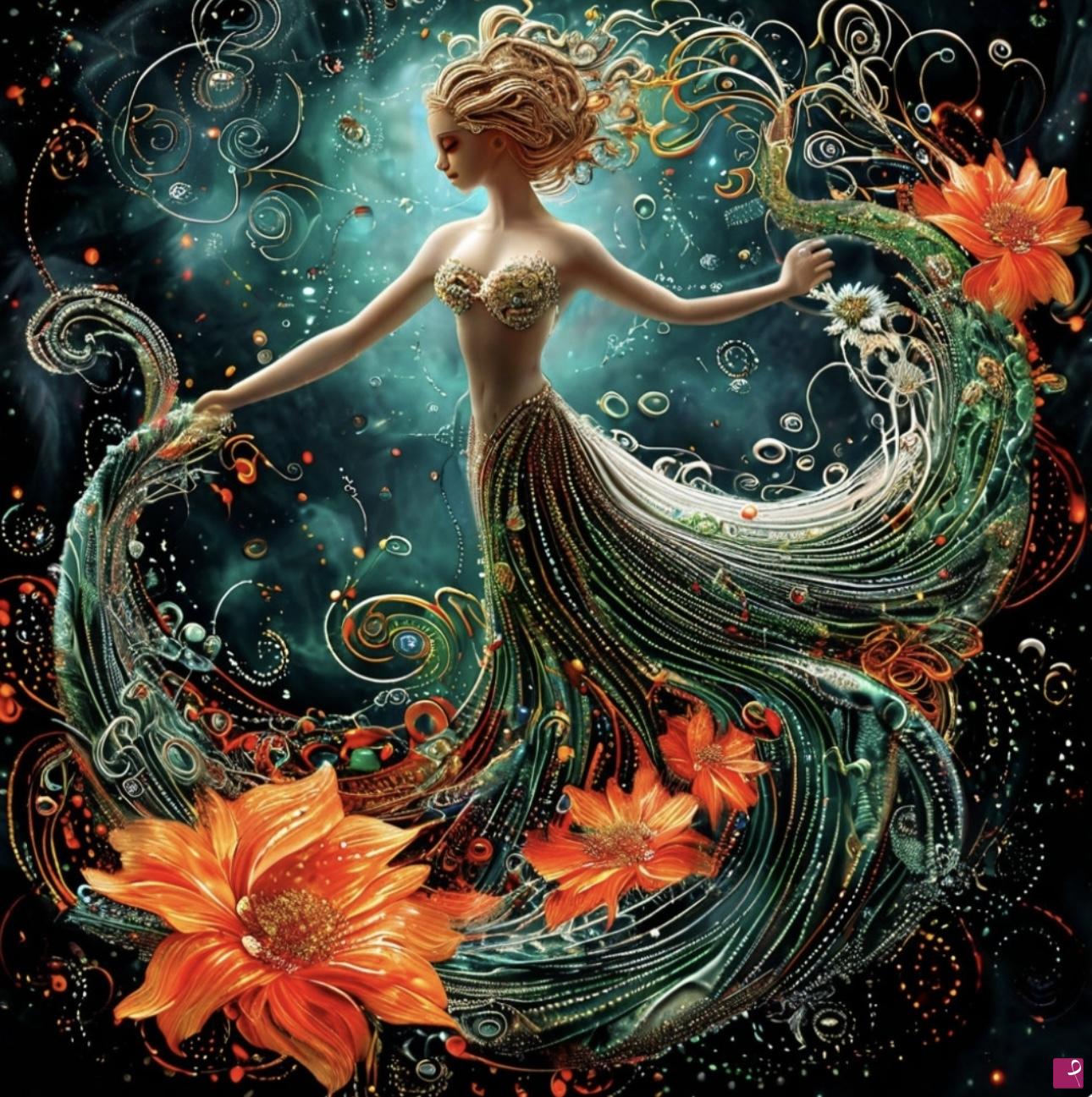 quadri in vendita online - Woman in fantastic sky y