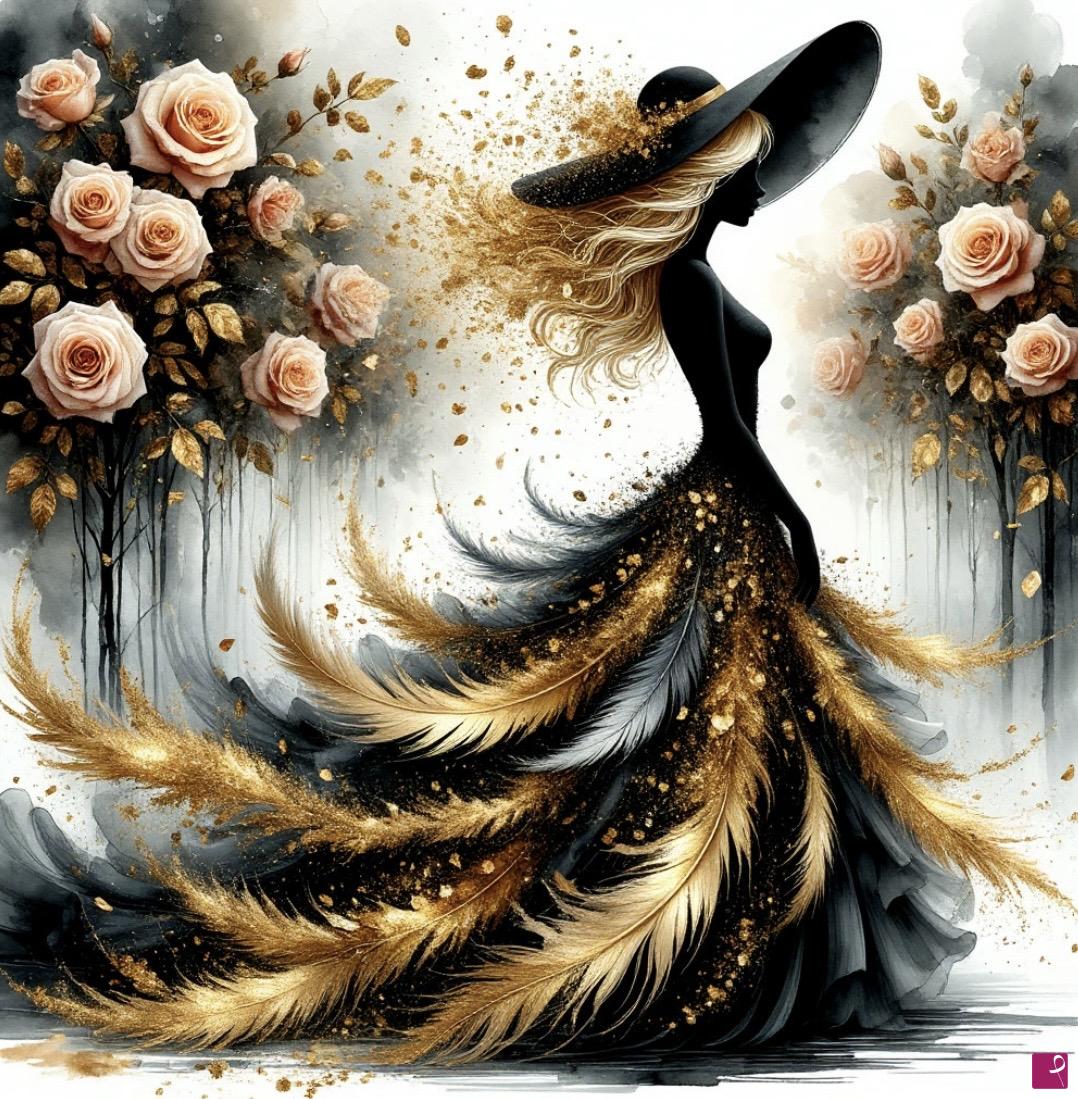 quadri in vendita online - Woman in flowers garden 