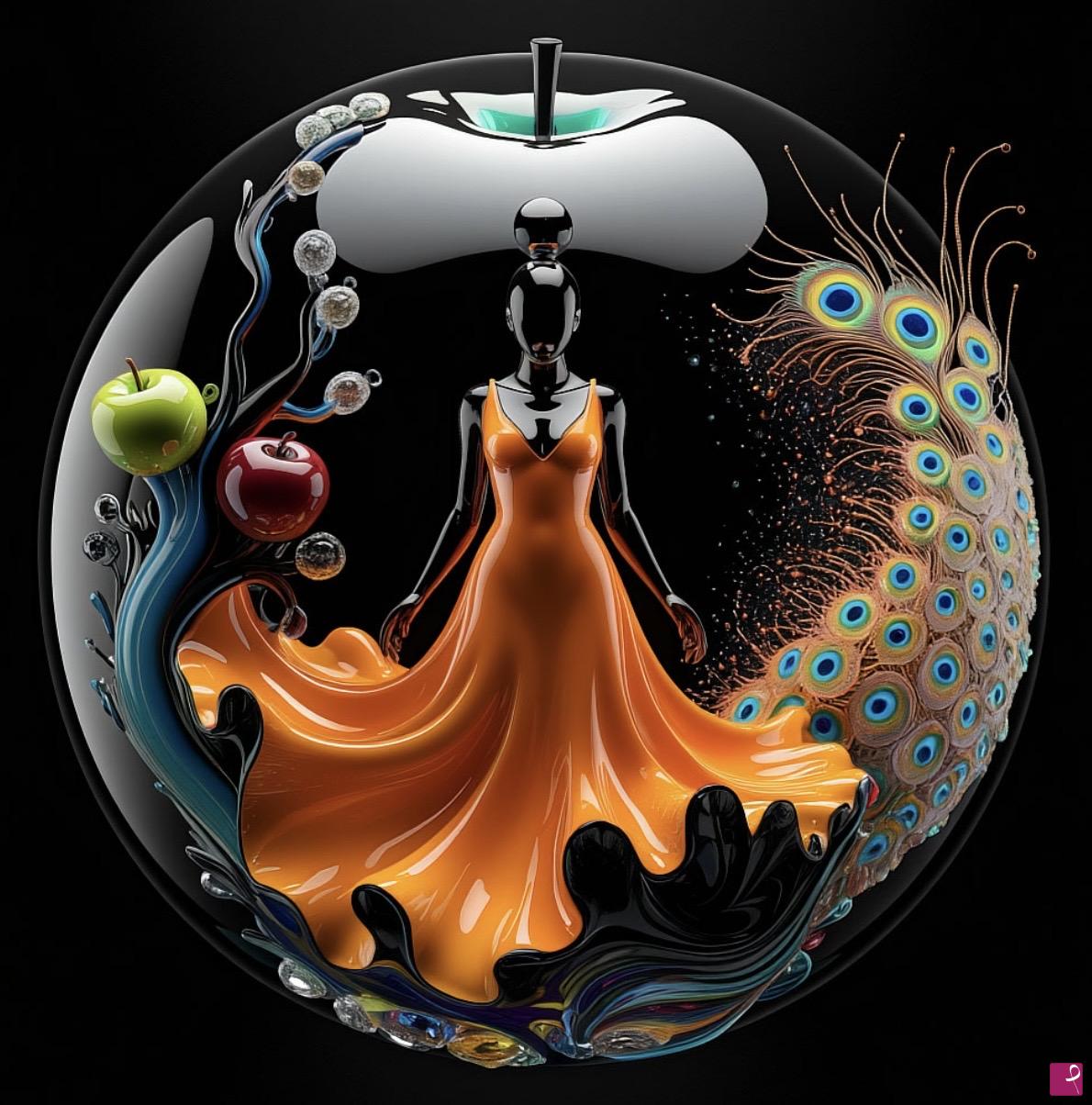 quadri in vendita online - Woman in glass Apple 2