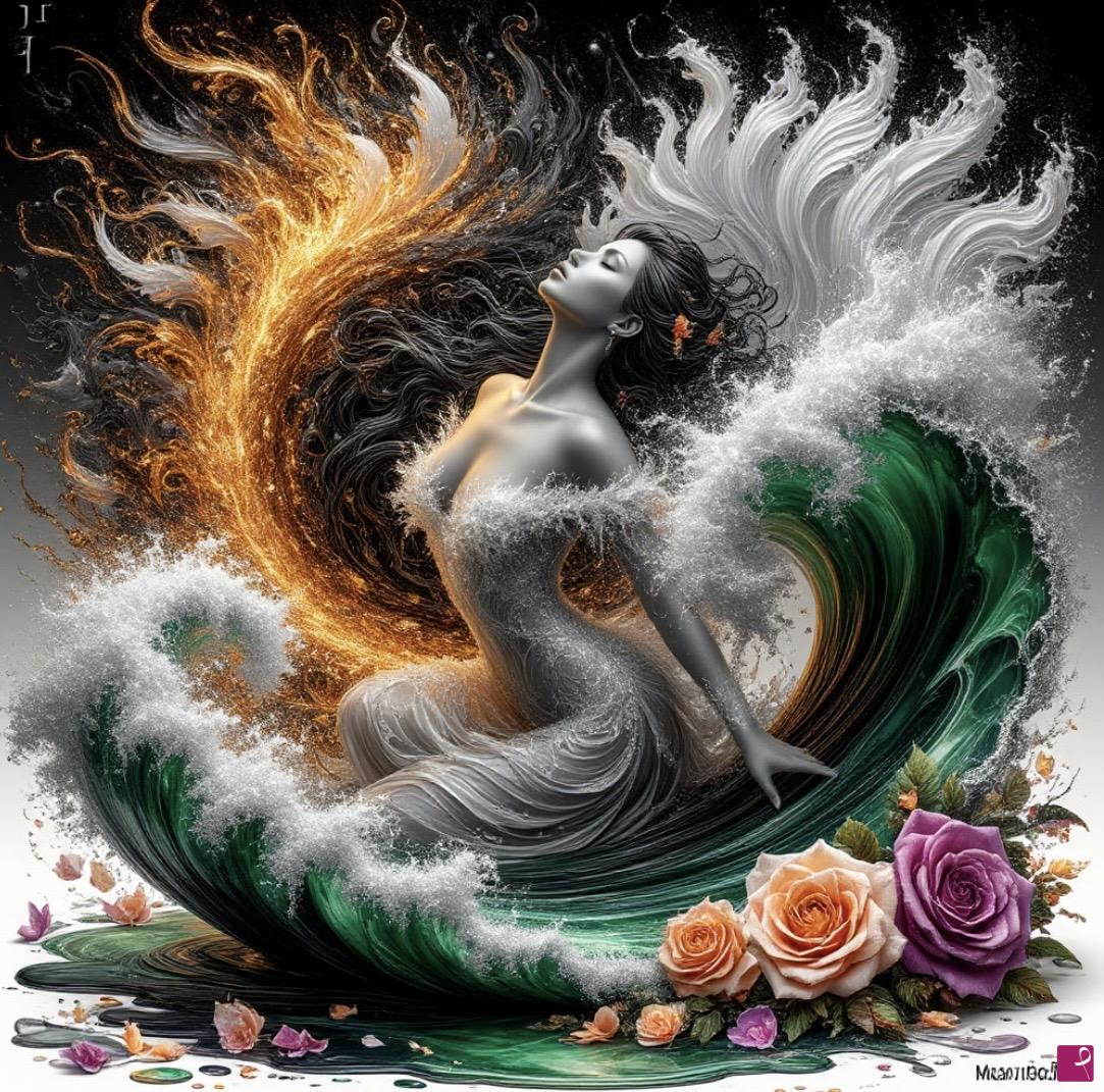 quadri in vendita online - Woman in ocean waves 