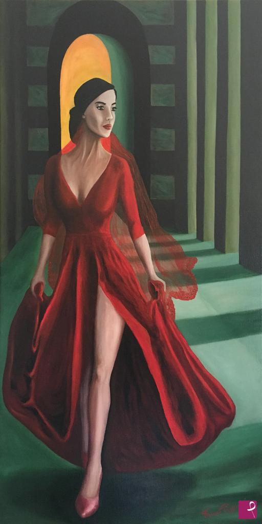 quadri in vendita online - WOMAN IN RED