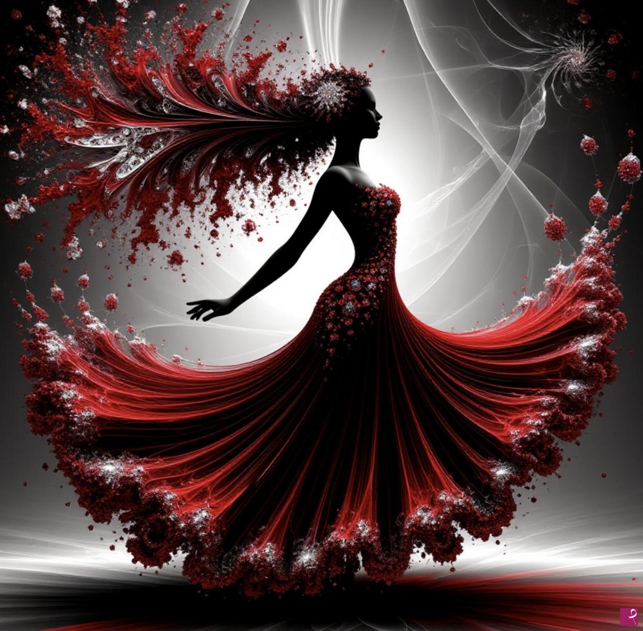 quadri in vendita online - Woman in red dress 2