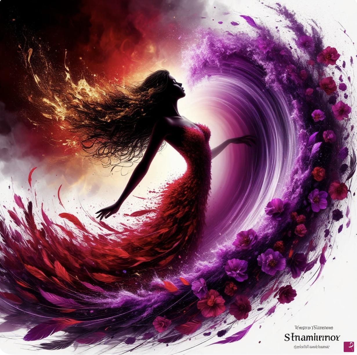 quadri in vendita online - Woman in sea waves and flowers 