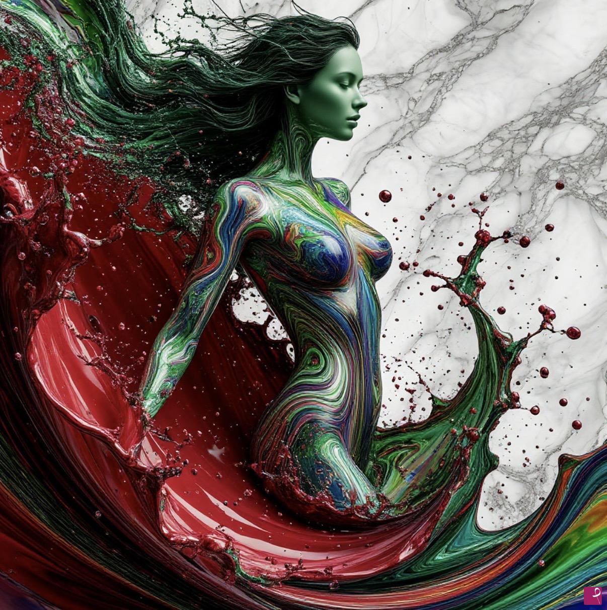 quadri in vendita online - Woman, liquid marble