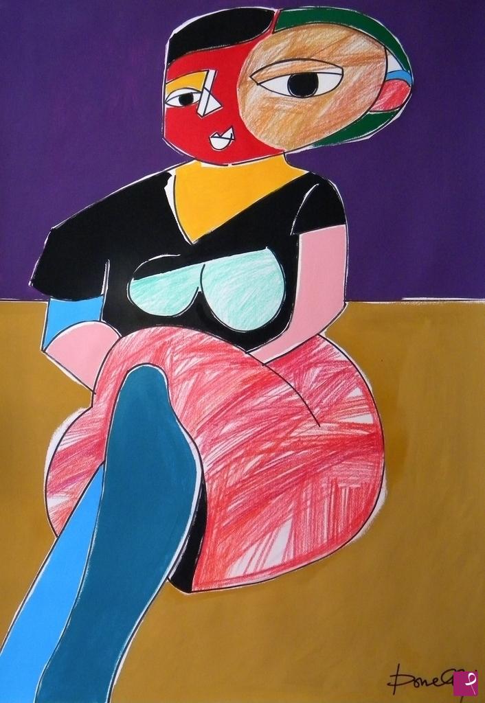 quadri in vendita online - Woman sitting