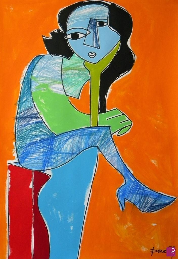 quadri in vendita online - Woman sitting