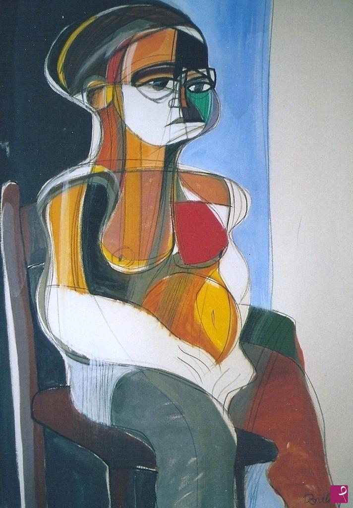 quadri in vendita online - Woman sitting