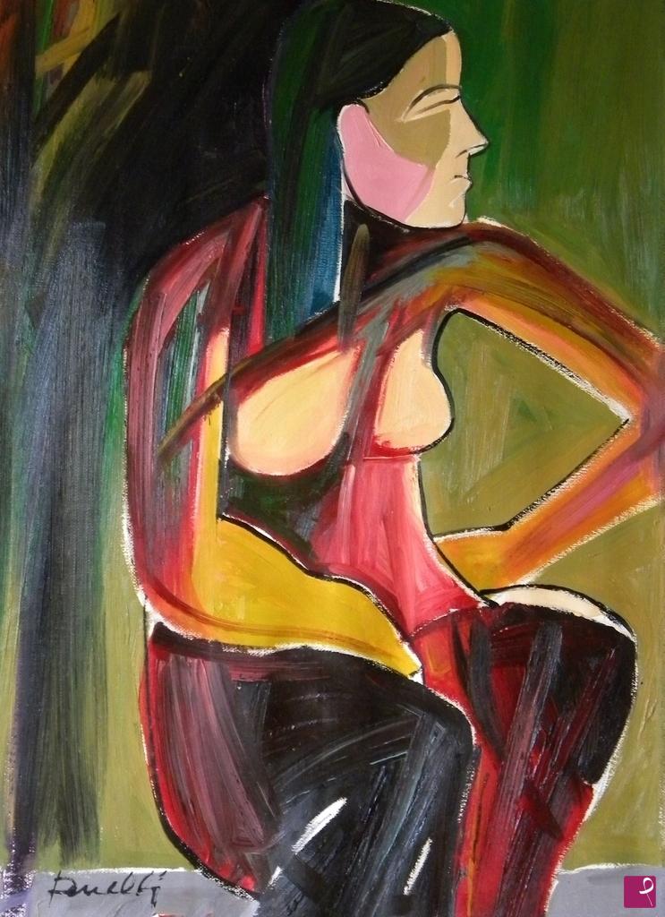 quadri in vendita online - Woman sitting
