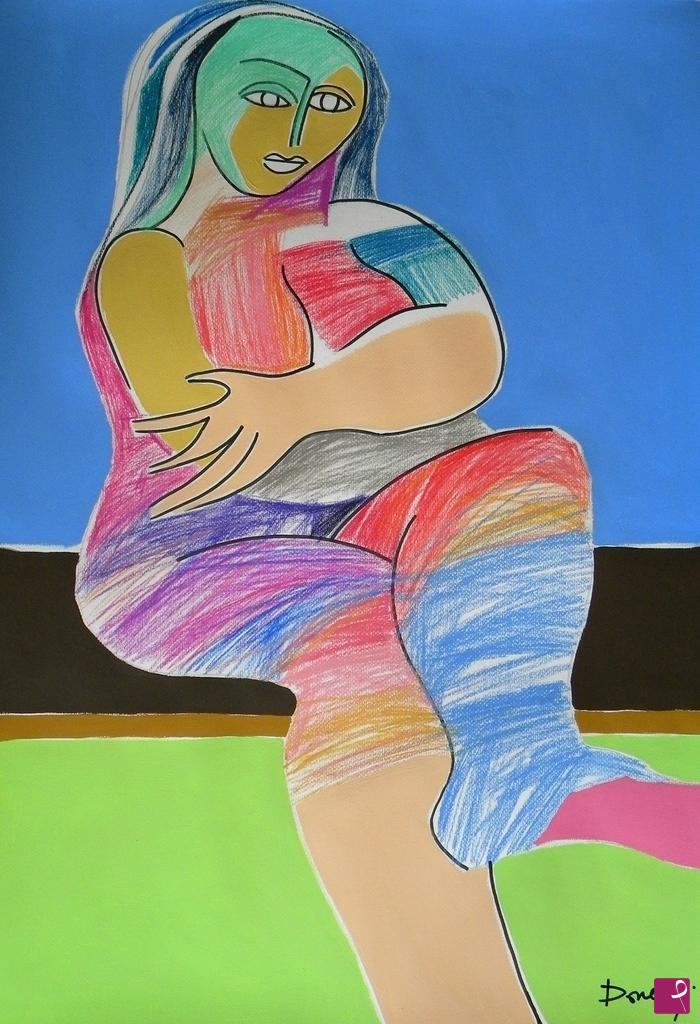 quadri in vendita online - Woman sitting