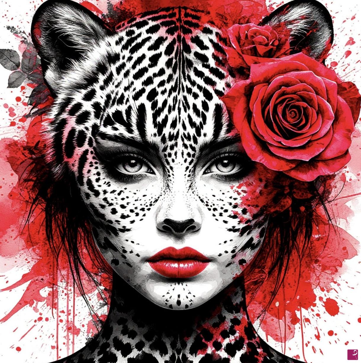 quadri in vendita online - Woman-tiger 