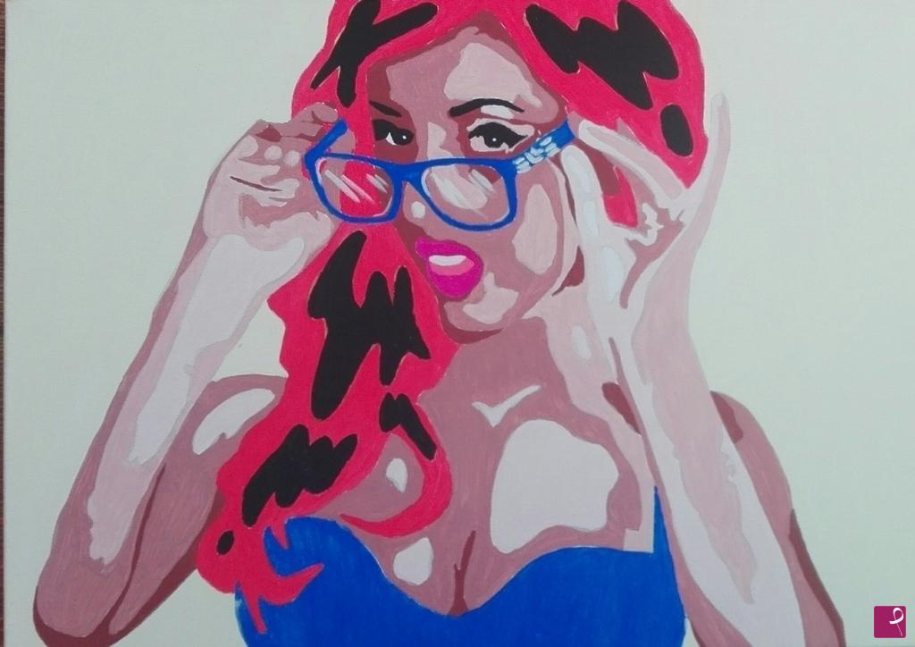 quadri in vendita online - Woman whit blue glassess