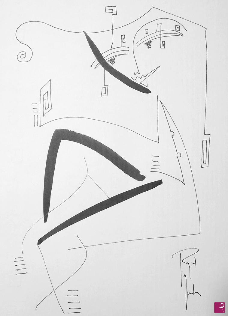 quadri in vendita online - Woman with cell phone 004