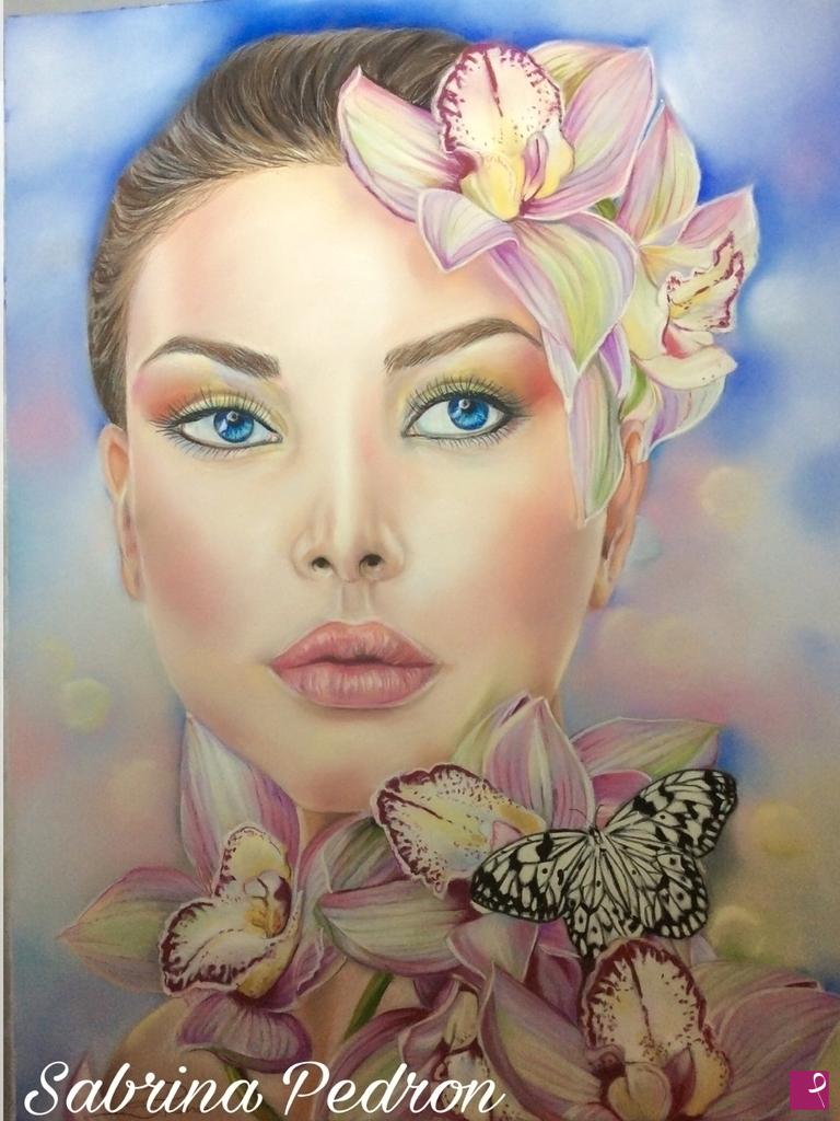 quadri in vendita online - Woman with orchid