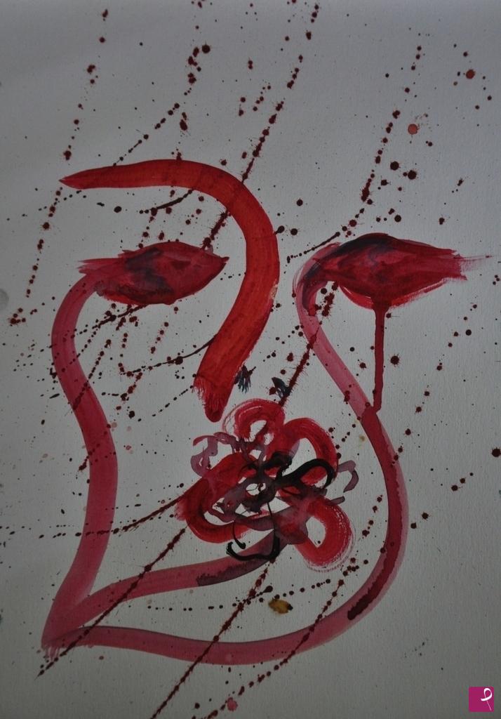 quadri in vendita online - Woman's scream and her sotrmy fire 