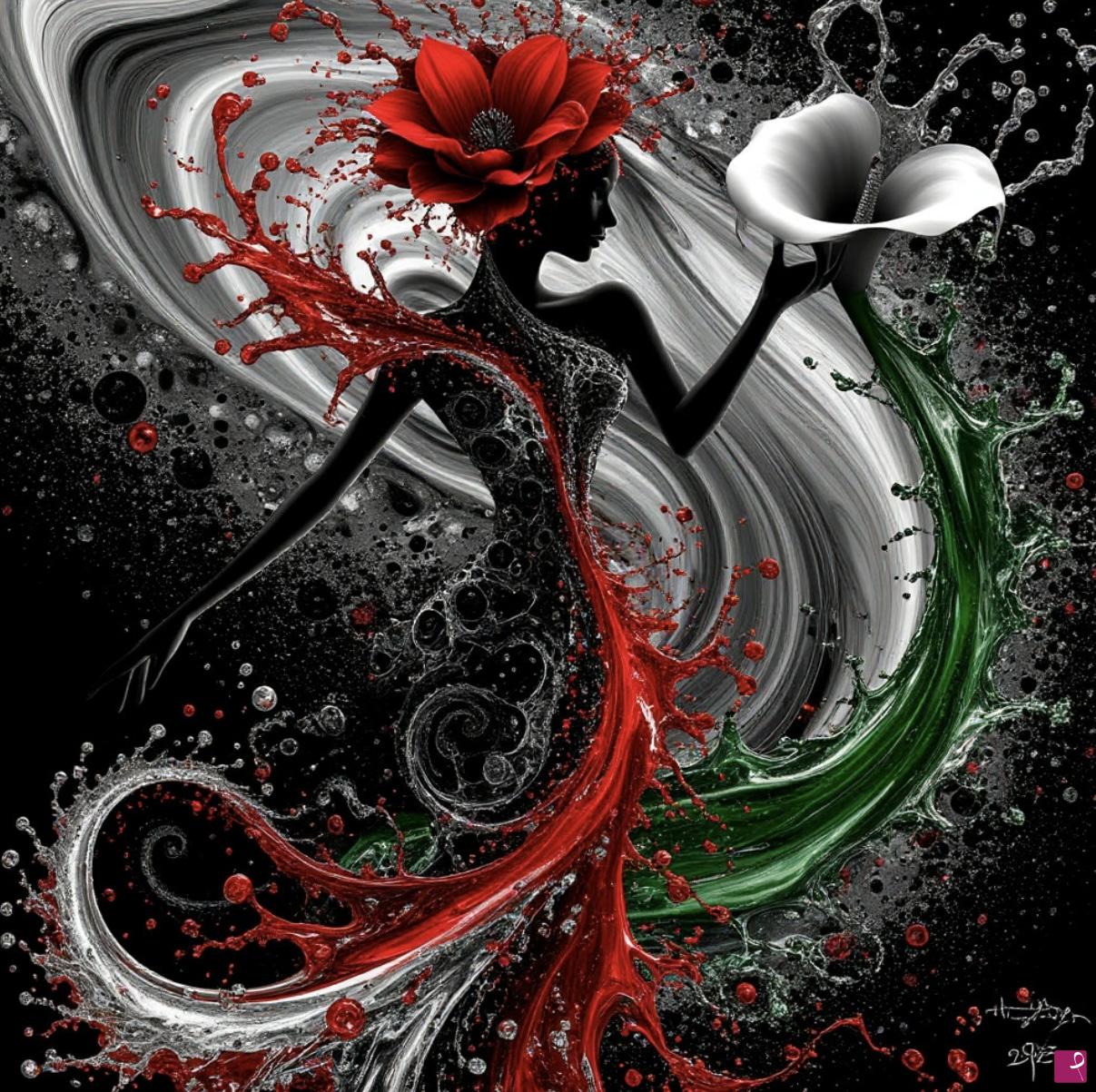 quadri in vendita online - Women and flower 