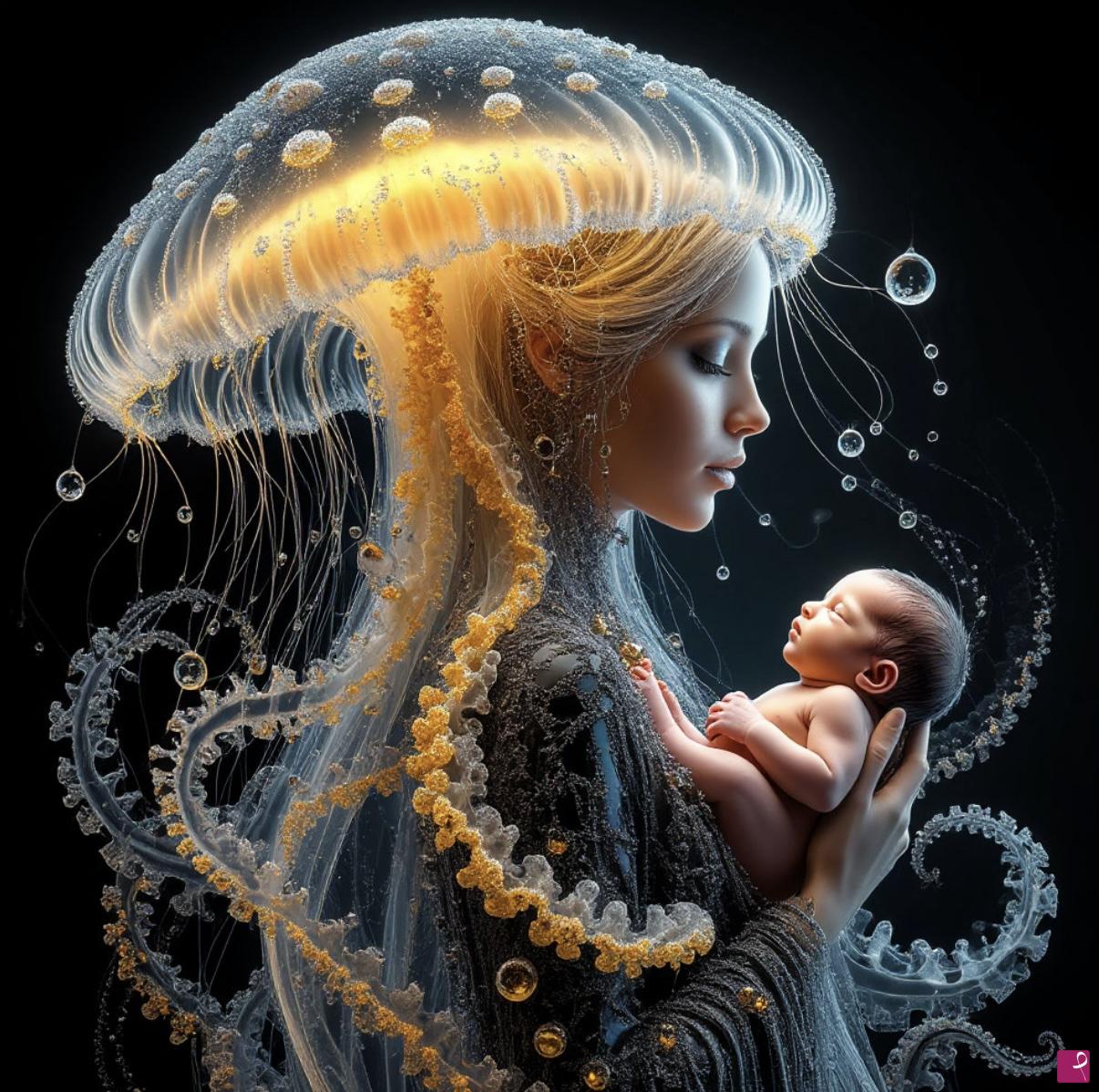 quadri in vendita online - Women and her children 