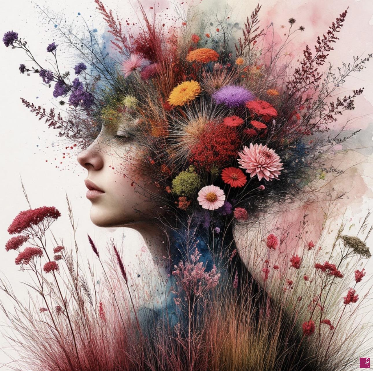 quadri in vendita online - Women and wild flowers 