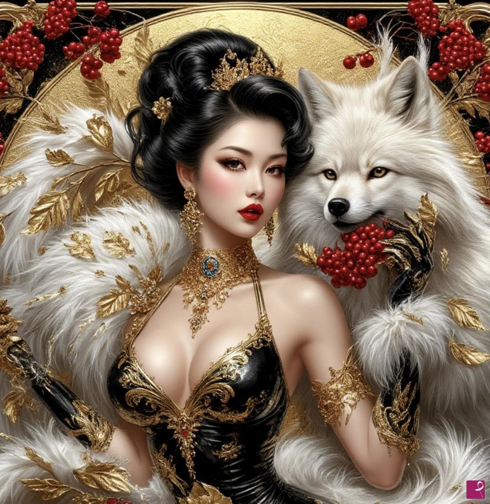 quadri in vendita online - Women and wolf