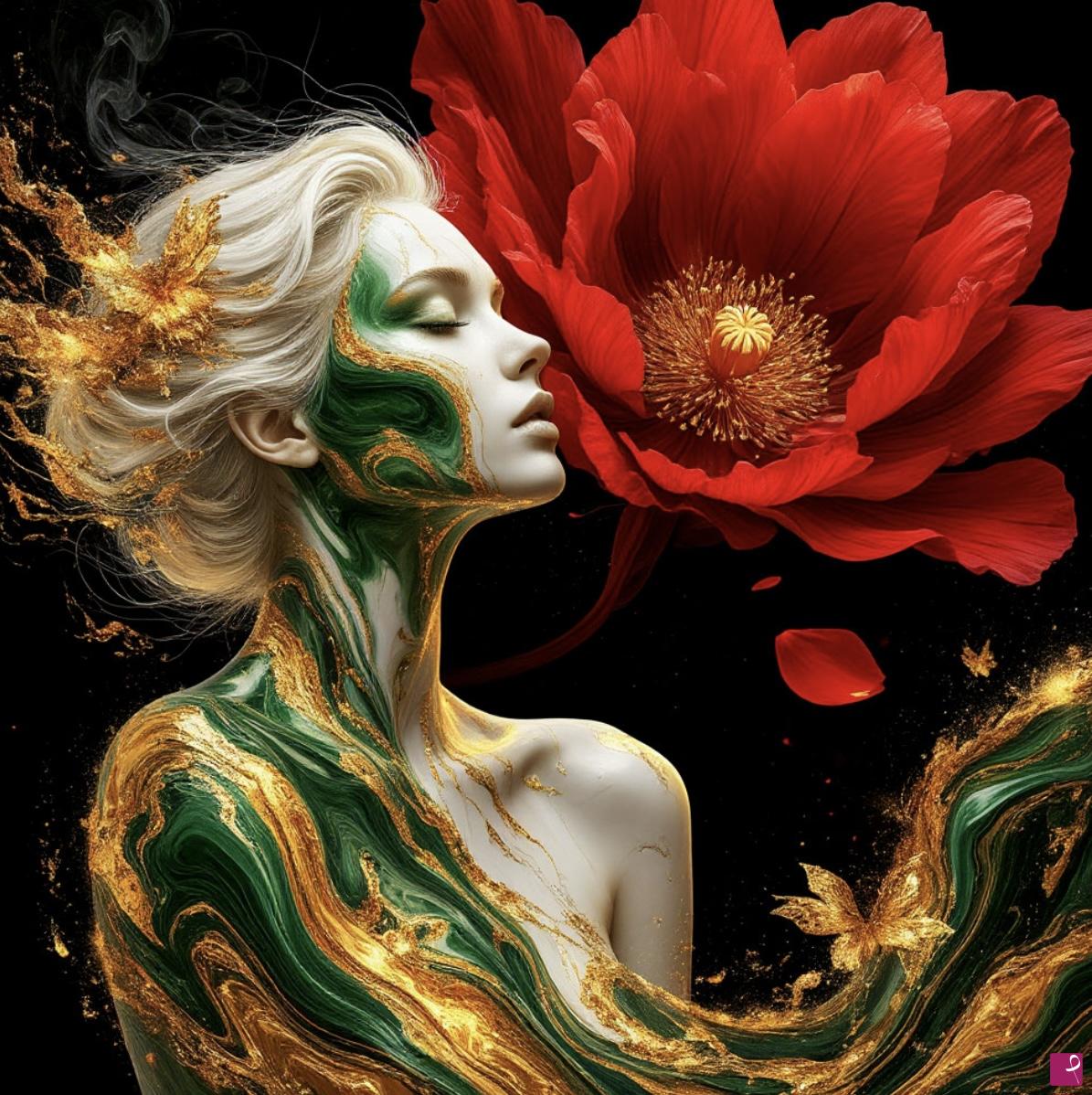 quadri in vendita online - Women, big flower 2