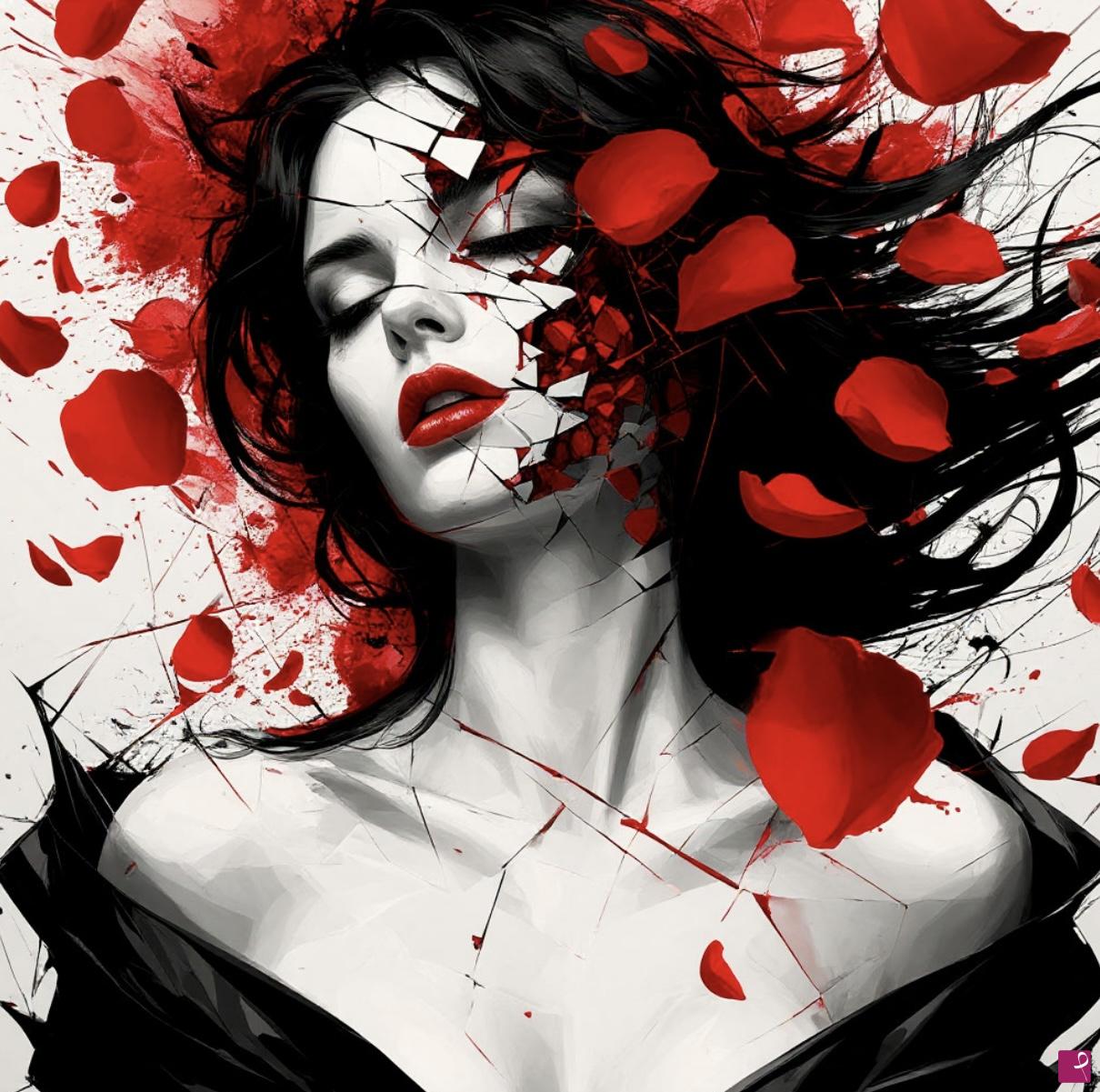 quadri in vendita online - Women in flower petals